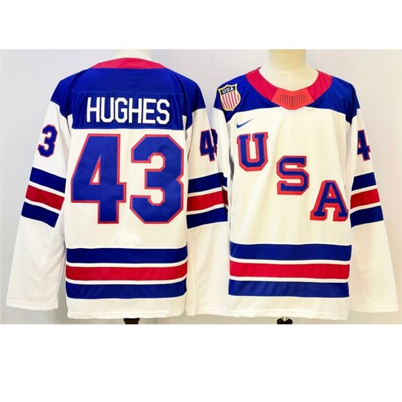 Mens Quinn Hughes White Jersey Stitched